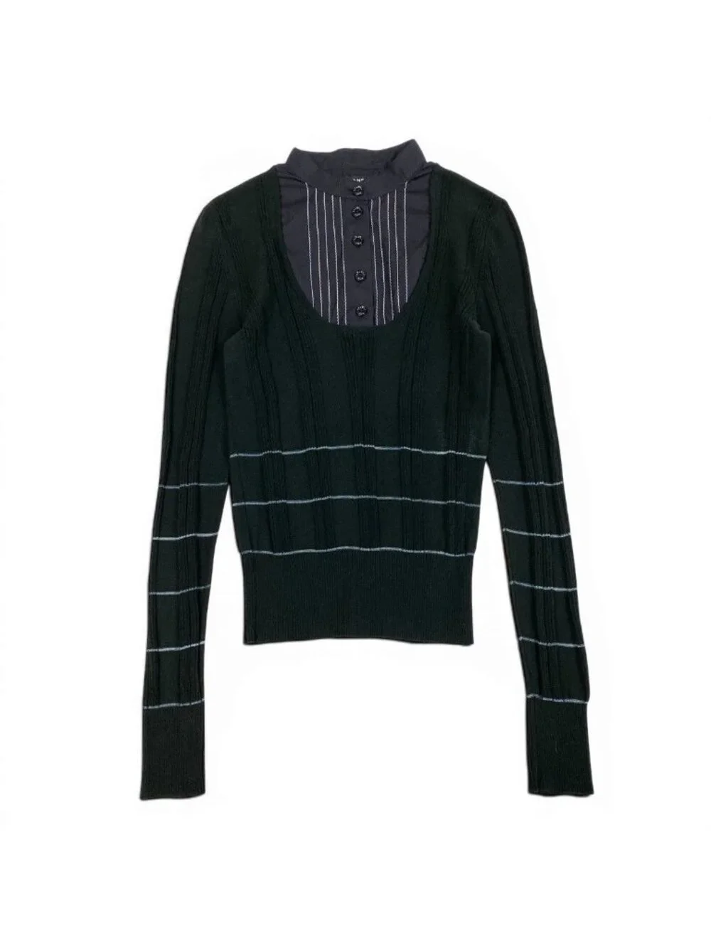 Chanel Shirt Docking Knit Top 38 Black Sweater